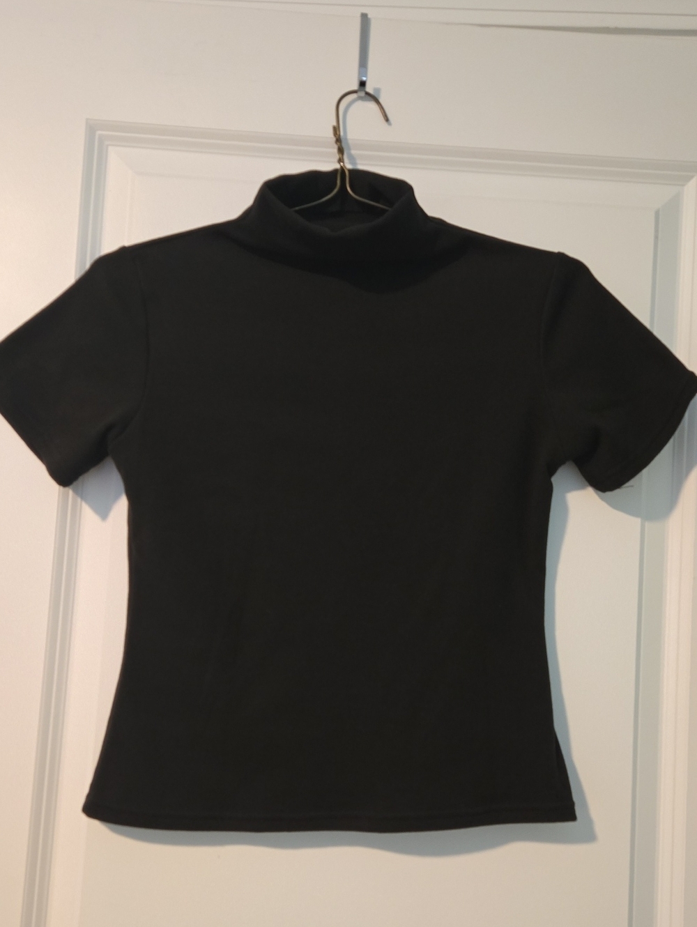 Women's Black Short-Sleeve Mock Neck